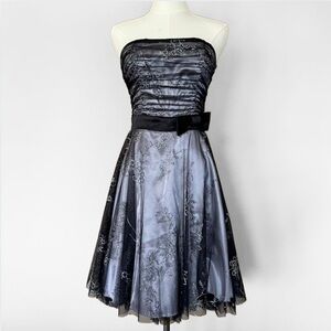 Dark Fairy Whimsigoth Formal Party Dress Junior 7/8 Black & Silver Y2K Sparkle